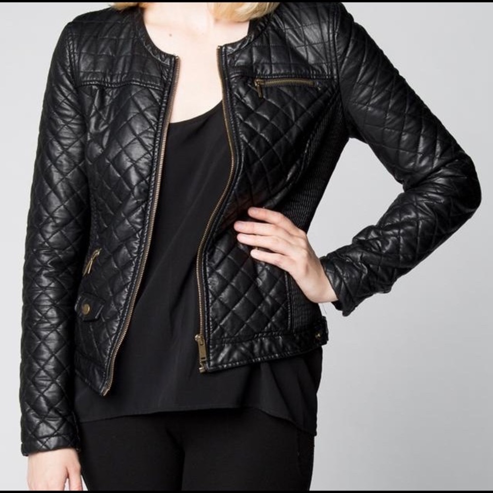 ZARA Quilted Faux Leather Jacket